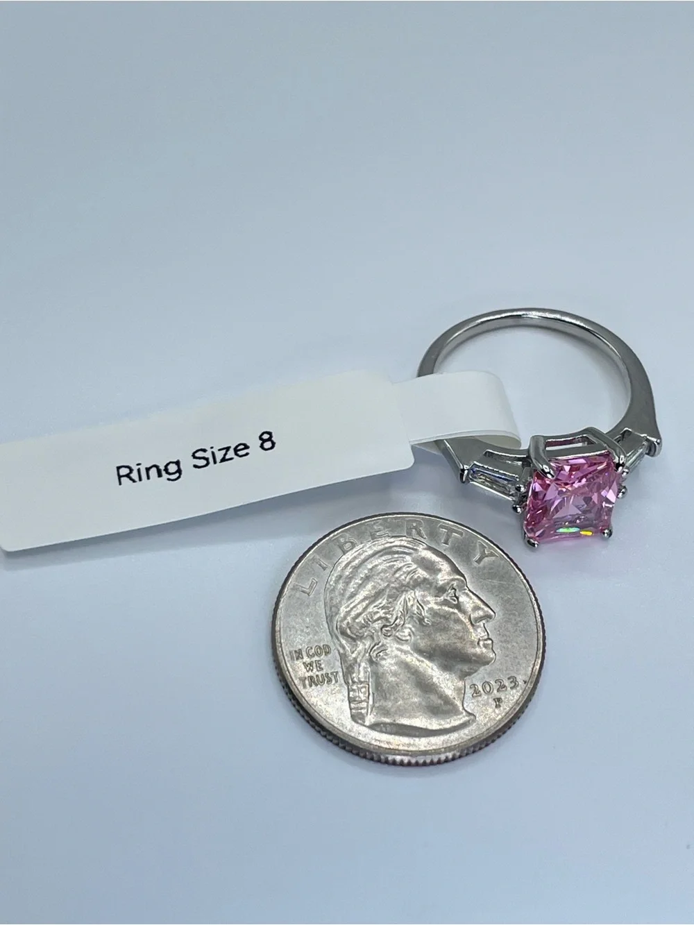 Swarovski Crystals Elements Pink Crystal Solitaire Glam Cocktail Ring Sz 8